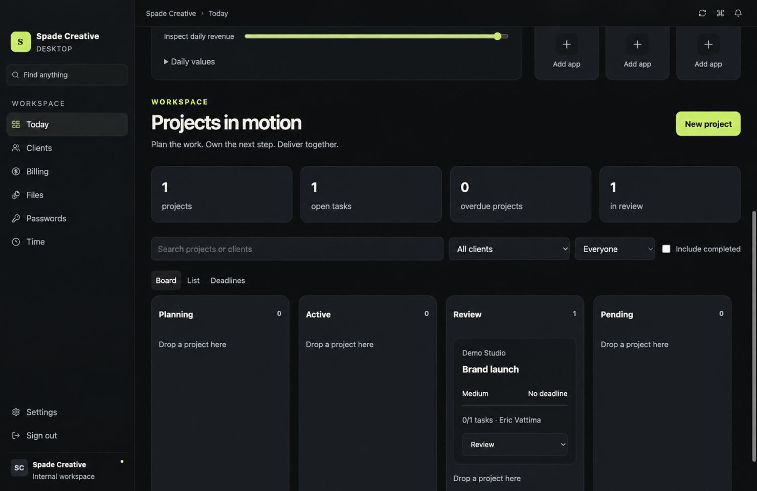 Project portfolio overview